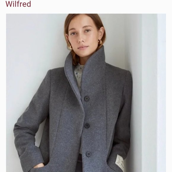 Wilfred | Aritzia Wool/Cashmere Cocoon Coat Charcoal Grey XS - Picture 2 of 4